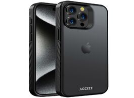 Foto van Accezz rugged frosted backcover iphone 15 pro max telefoonhoesje zwart 