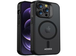 Foto van Accezz rugged frosted backcover met magsafe iphone 14 pro telefoonhoesje zwart 