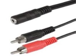 Foto van Scanpart audio adapterkabel 3.5mm 2xrca 0 2m zwart mini jack kabel
