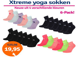 Foto van Xtreme yoga sokken 6 pack zwart 39 42 