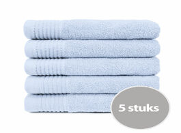 Foto van The one handdoek 450 gram 50x100 cm licht blauw 5 stuks