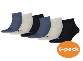 Puma quarter sokken plain 6 pack navy grey nightshadow blue 43 46