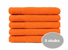 Foto van The one handdoek 450gram 50x100 cm oranje 5 stuks