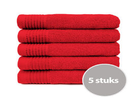 Foto van The one handdoek 450 gram 50x100 cm rood 5 stuks