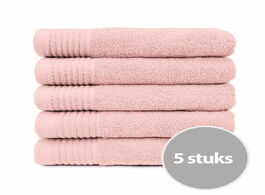 Foto van The one handdoek deluxe 50x100 550 gr zalm roze 5 stuks