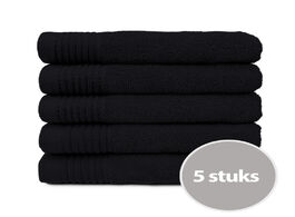 Foto van The one handdoek deluxe 50x100 550 gr zwart 5 stuks