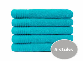 Foto van The one handdoek 450 gram 50x100 cm turquoise 5 stuks