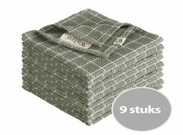 Foto van Walra vaatdoek dry with cubes legergroen 9 stuks