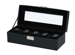Foto van Fedec luxe horlogebox horlogedoos voor 5 horloges zwart