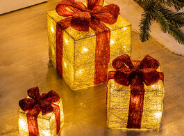 Foto van Set van 3 kerstdecoratie cadeautjes geschenkdozen