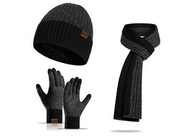 Foto van Fedec winterset voor mannen handschoenen sjaal muts zwart grijs