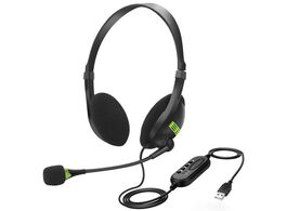 Foto van Fedec computer headset verstelbare microfoon noise cancelling plug play usb kabel zwart