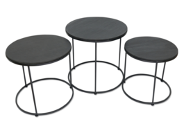 Foto van Fitz living salontafels ronde bijzettafels 3 stuks zwart