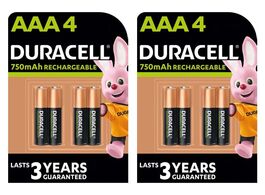 Foto van 8 duracell rechargeable aaa 750mah batterijen oplaadbare