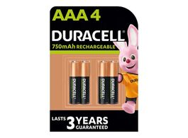 Foto van 4 duracell rechargeable aaa 750mah batterijen oplaadbare