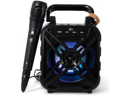 Foto van Brainz karaoke set met microfoon boombox duurzaam materiaal zwart