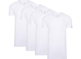 Foto van 4 pack cappuccino witte t shirt v hals extra lange shirts