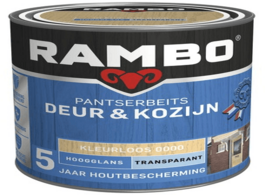 Foto van Rambo pantserbeits deur en kozijn hoogglans transparant 1207 notenhout 0.75 ltr 