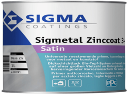 Foto van Sigma sigmetal zinccoat 3in1 satin wit 1 ltr 